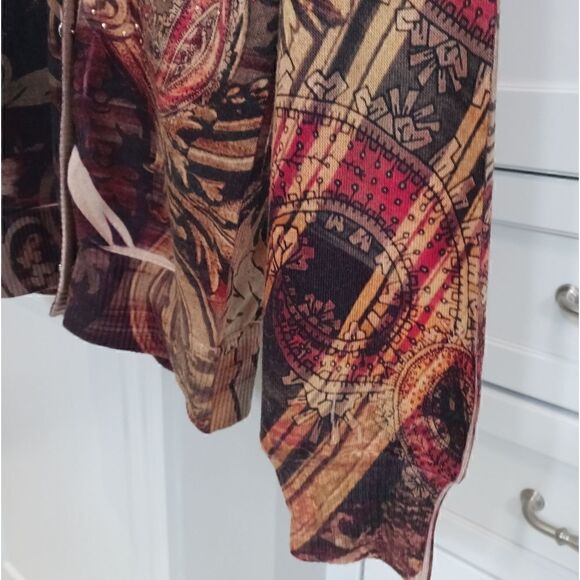 NY Collection Paisley Gold Studded Cardigan - Picture 3 of 15